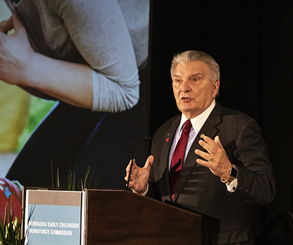 State Sen.  John Stinner gives opening remarks at the Workforce Commission report launch event