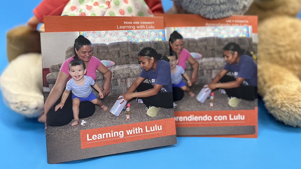 Covers of the Learning with Lulu book in English and Spanish