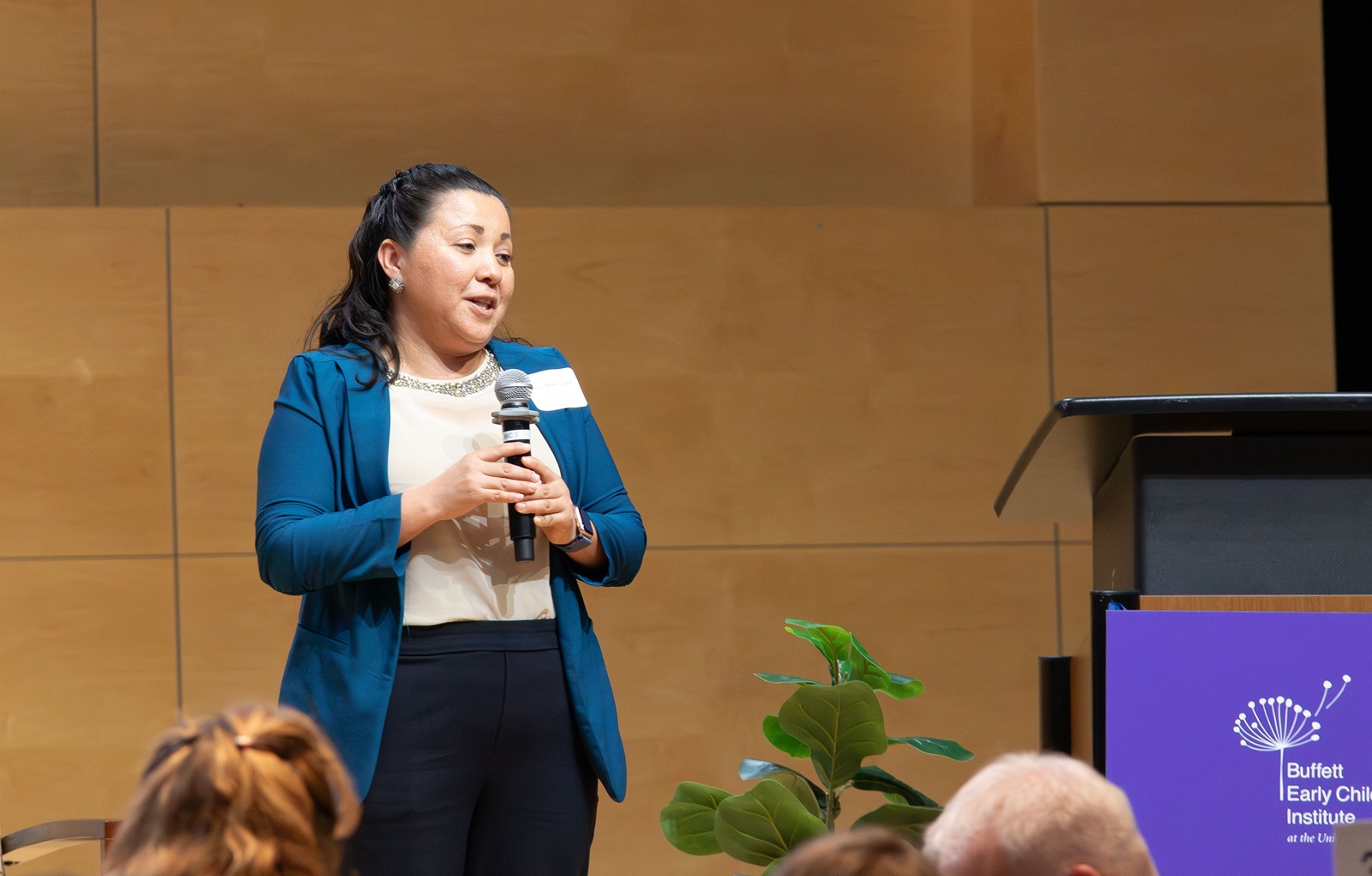 Itzeni Nayeli Lopez, the executive director of early learning centers at the Learning Community of Douglas and Sarpy Counties, speaks at the 2026 Superintendents' Early Childhood Plan convening