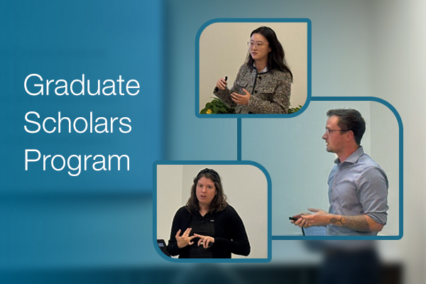 Graphic with three graduate students 