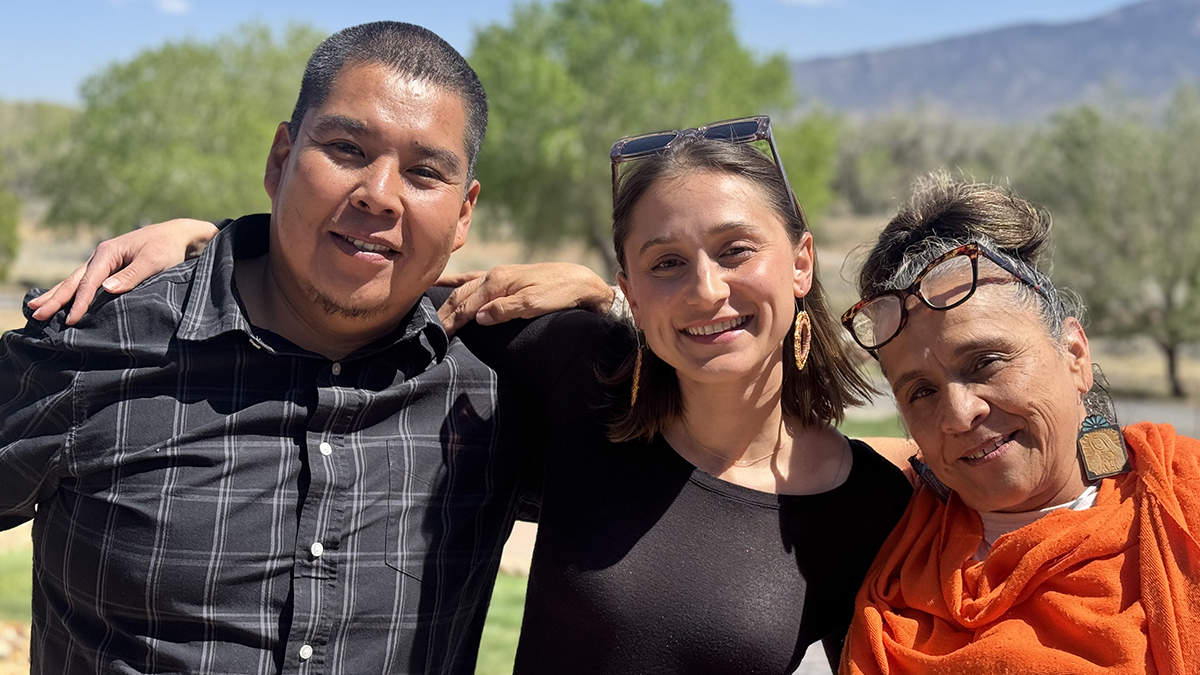 Fulbright Scholar Alexandra Gregory, center, poses with Tribal early childhood leaders in New Mexico. 